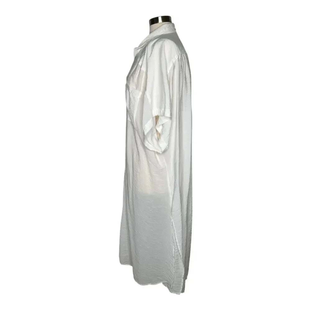 Free People Made In Philadelpia White Buttondown Sheer Dress Cover Up M/L